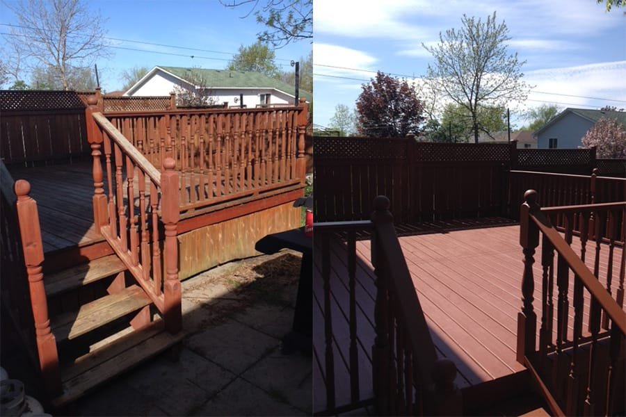 Deck Before and after staining - Cornwall painting and handyman services Deck Before and after staining - Cornwall painting and handyman services